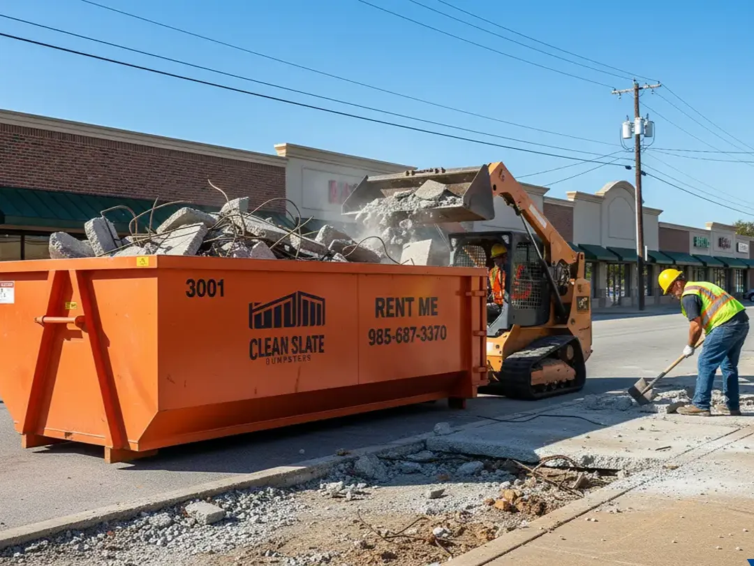 clean slate dumpster construction site skid steer