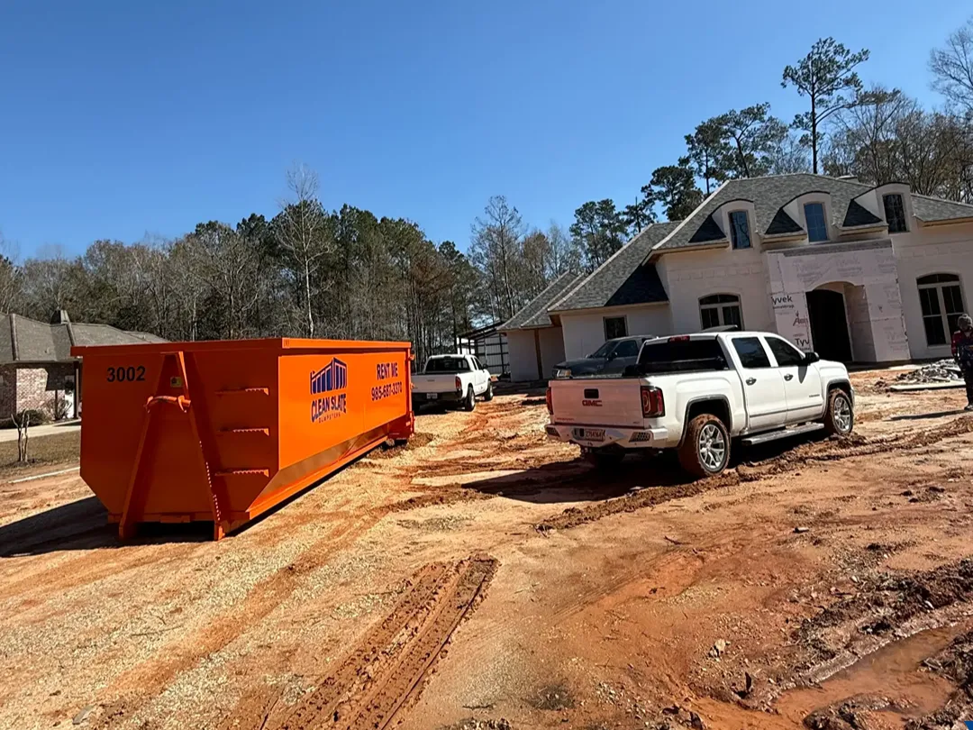 Clean Slate Dumpsters roll-off container on a Hammond, Louisiana construction site.