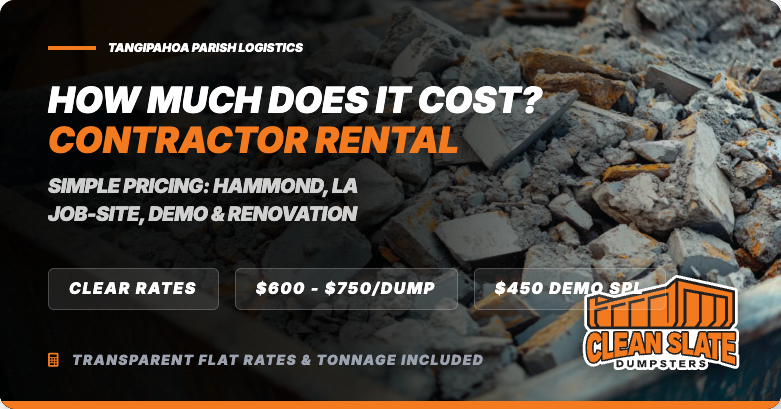 how much dumpster rental cost hammond la