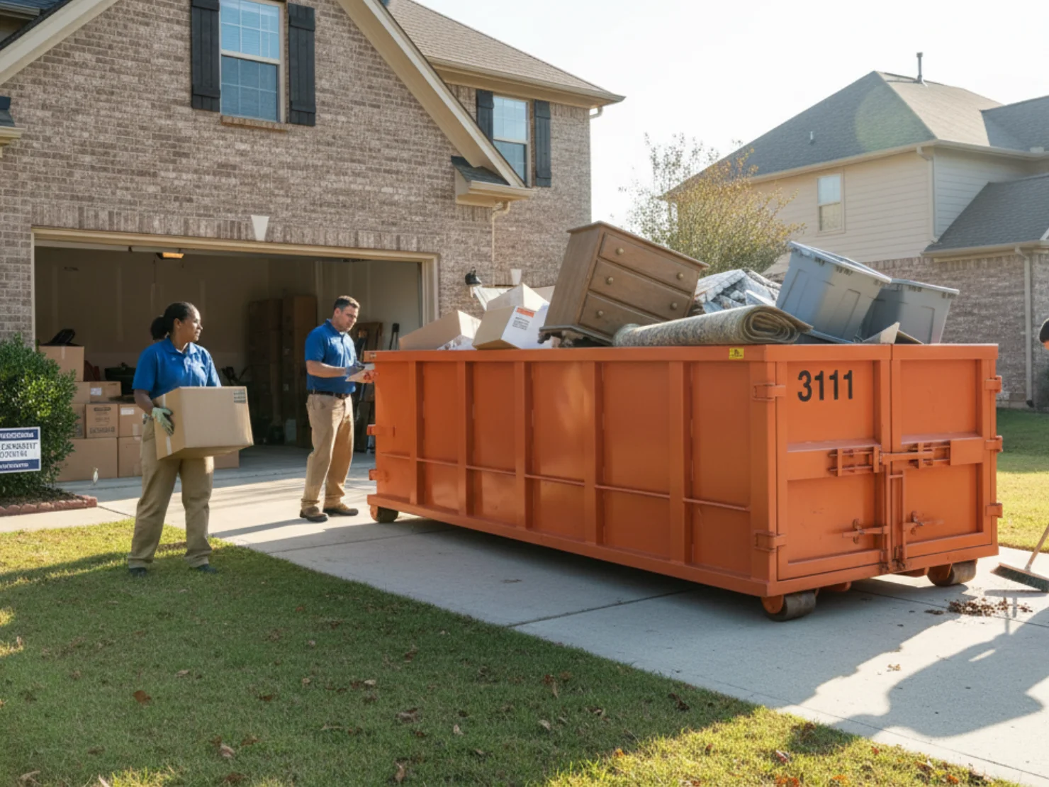 residential dumpster cleanout driveway team
