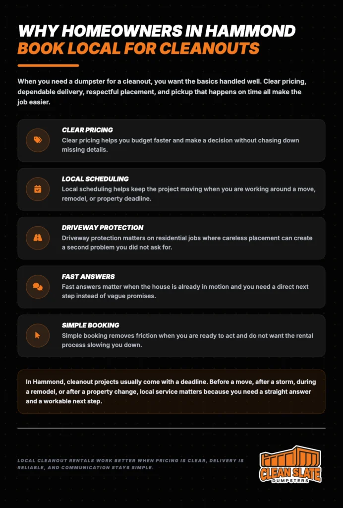 why homeowners in hammond book local for cleanouts